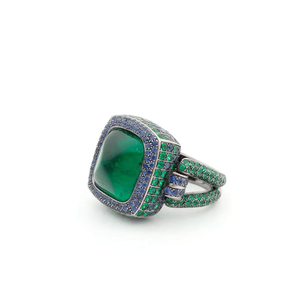 15kt Emerald & Sapphire Ring