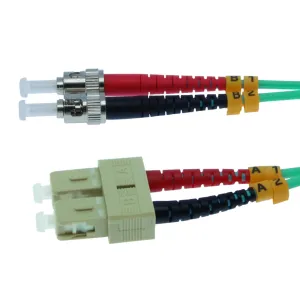 15m SC-ST 10Gb 50/125 OM3 M/M Duplex Fiber Cable Aqua Jacket