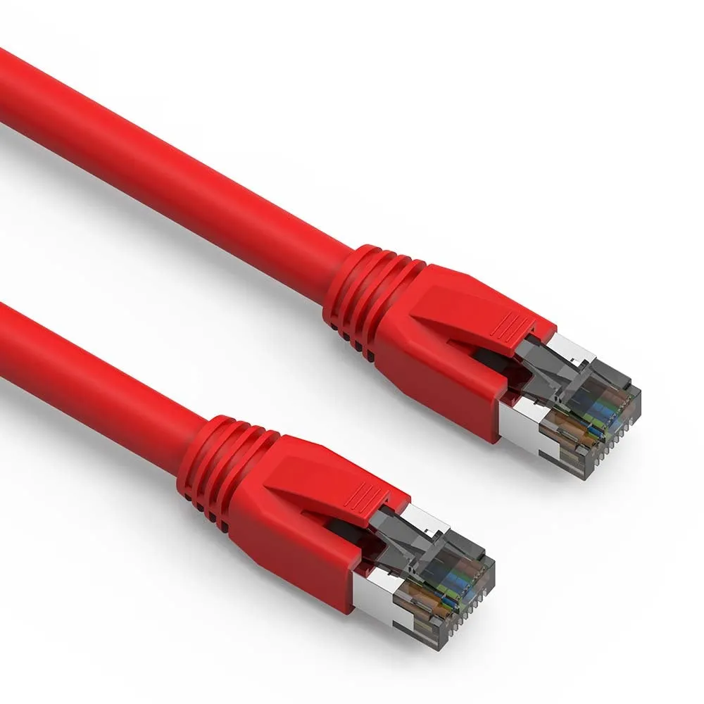 1Ft Cat.8 S/FTP Ethernet Network Cable 2GHz 40G Red 24AWG