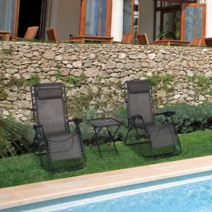 3pc Outdoor Garden Chair Set - Grey