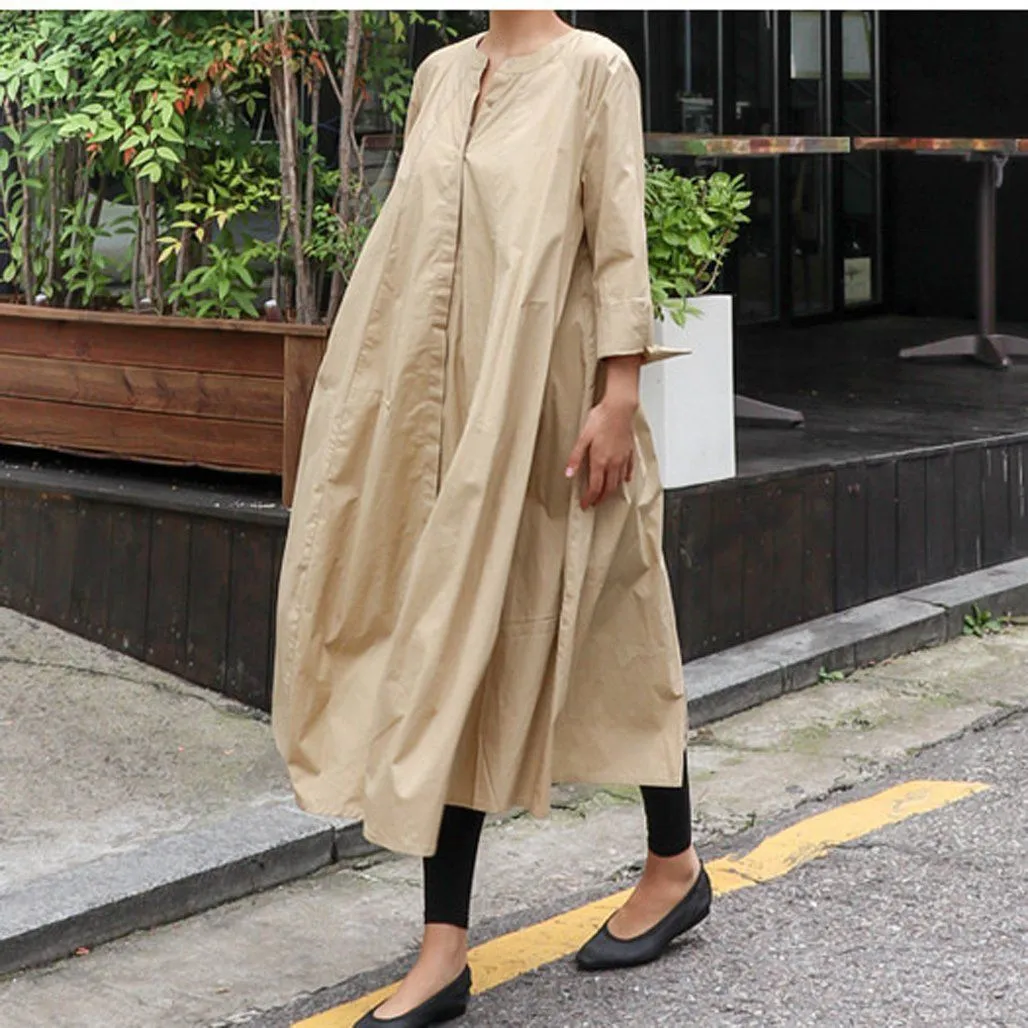 BABAKUD Solid Color Loose Shirt Dresses