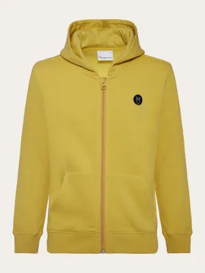 Badge zip hood sweat - Misted Yellow