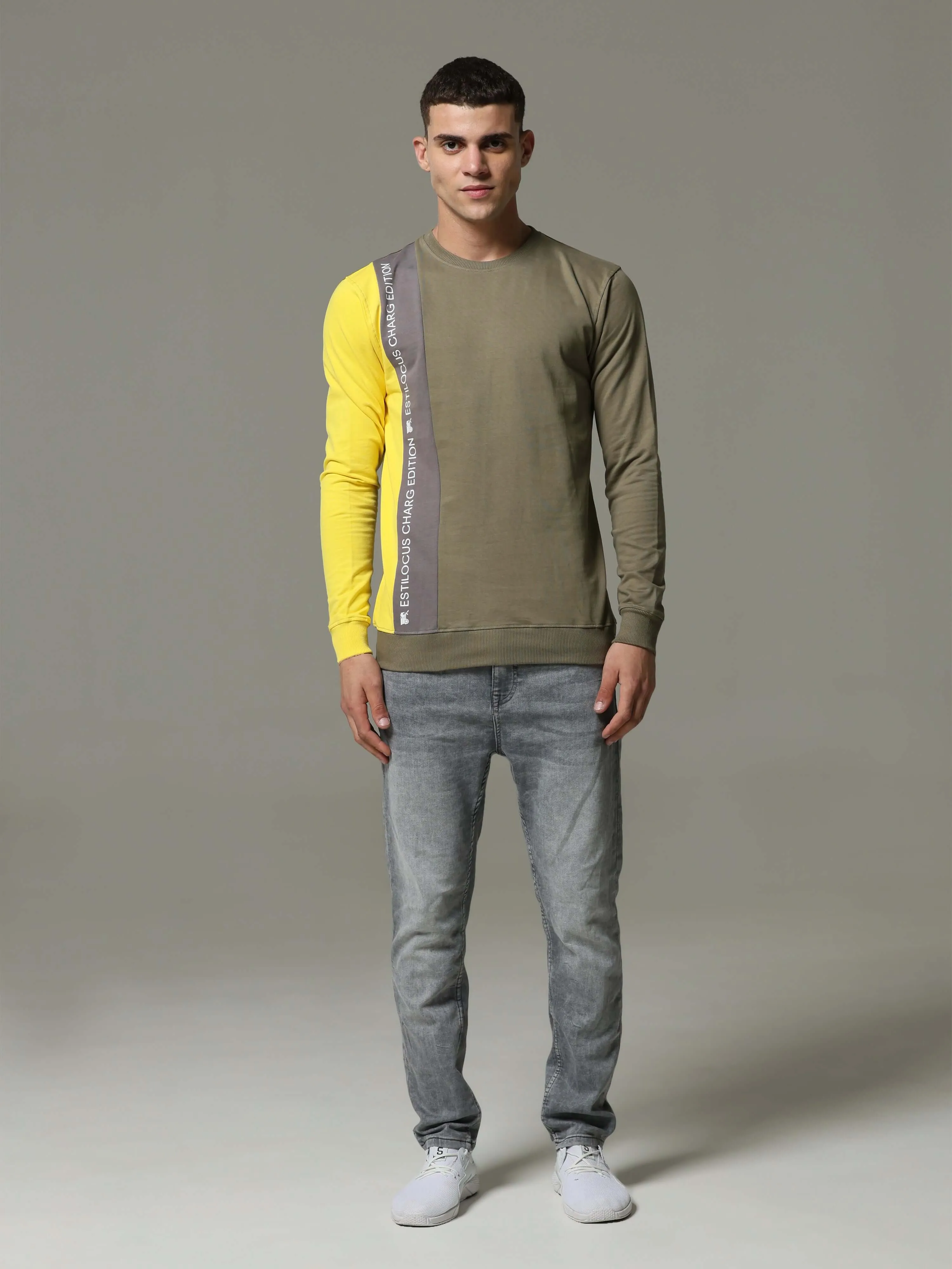 Charg Colorblock Green Sweat Shirt