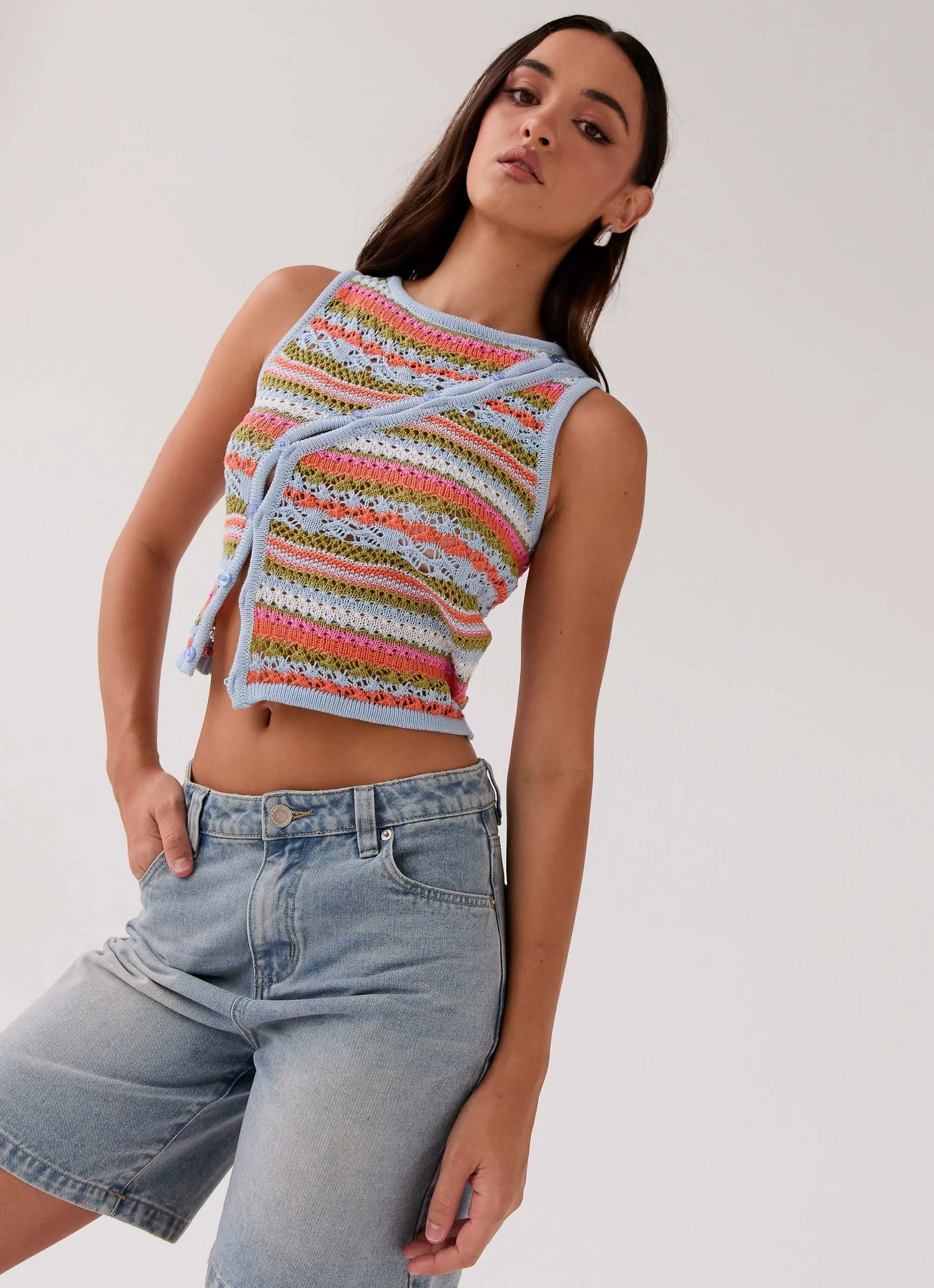 Chromatic Charm Knit Top - Citrus Oasis