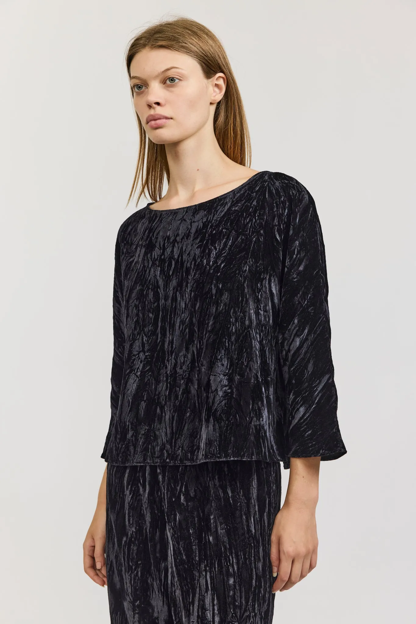 Erin Top in Black Crushed Velvet