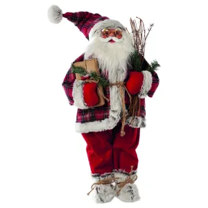 Festive 70cm Red Tartan Standing Santa