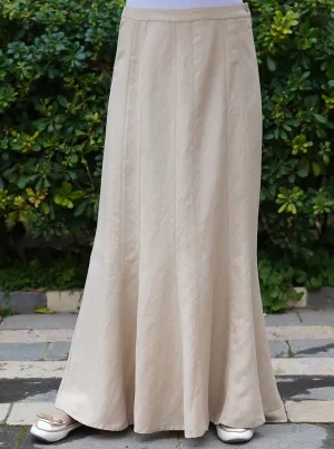 Flared Linen Panel Maxi Skirt