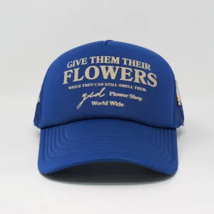 FLOWER SHOP TRUCKER HAT COBALT