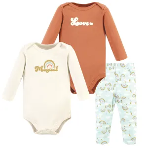 Hudson Baby Cotton Bodysuit and Pant Set, Magical Rainbow