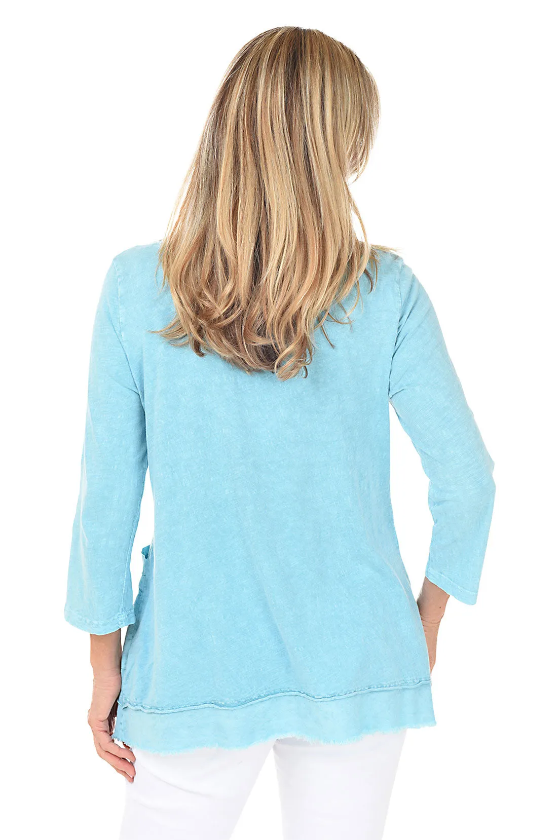 Mosaic Mineral Wash Frayed Tunic