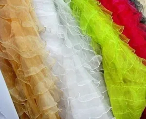 Organza Ruffled Mesh Fabric | Layered Ruffle Mesh Fabric | 57" Wide | Multiple Colors |