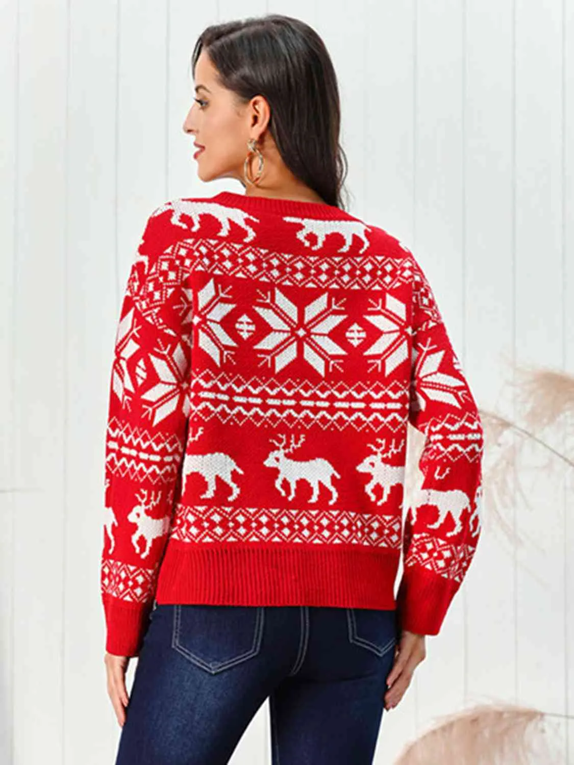 Reindeer & Snowflake Round Neck Sweaters