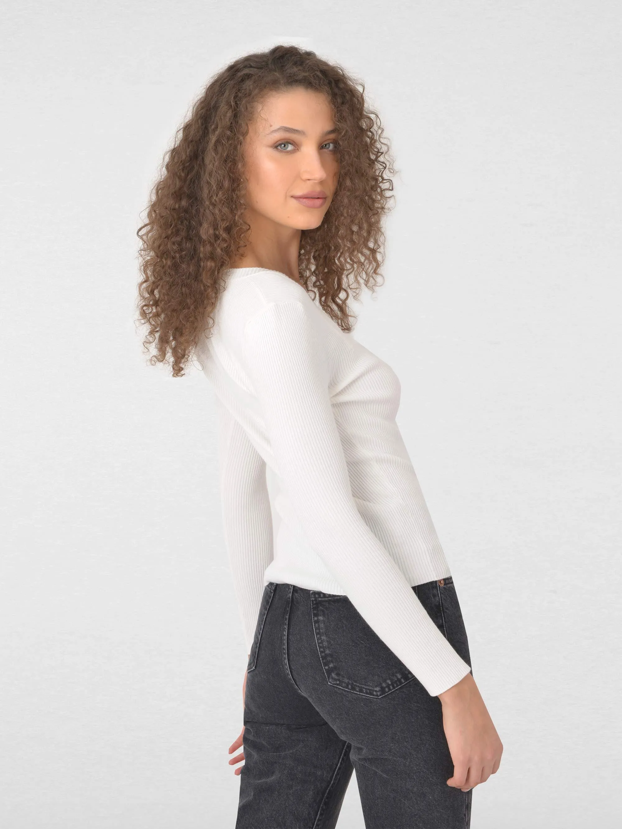 Rib Square Neck Top