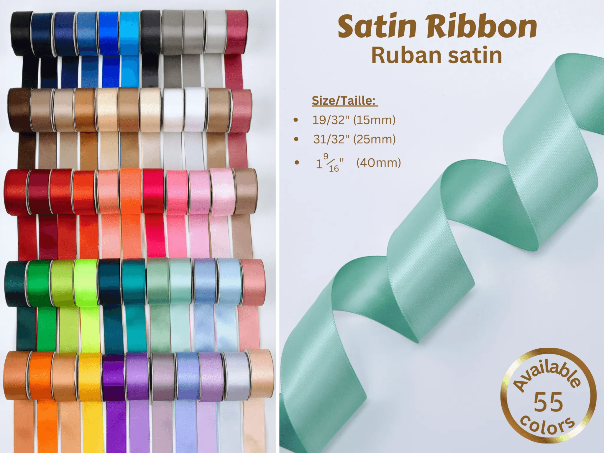 Satin ribbon  Collection  15 mm wide