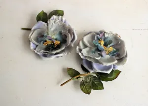 Vintage Blue Millinery or Clothing Pin Flowers