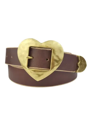 Vintage Love Heart Belt in Brown & Gold